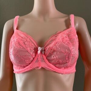 Victoria’s Secret Lace Underwire Bra in Neon Pink size 34DDD